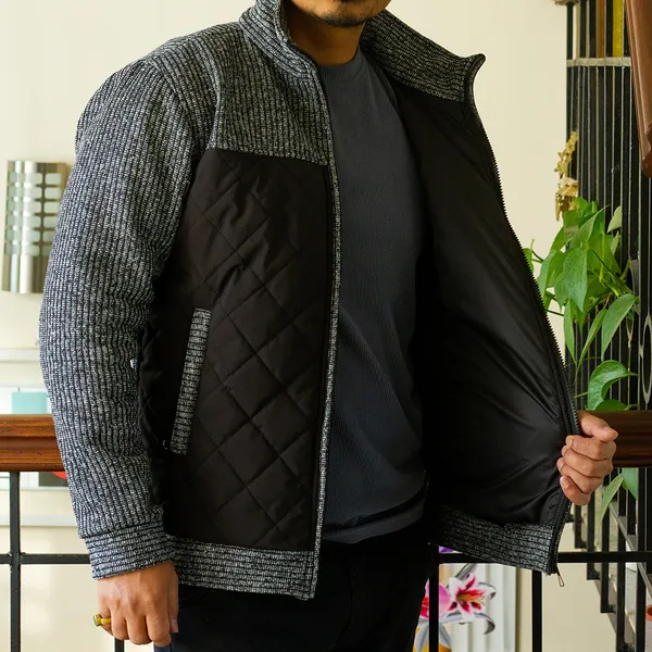 Fleece Melange Criss Cross Jacket for Men